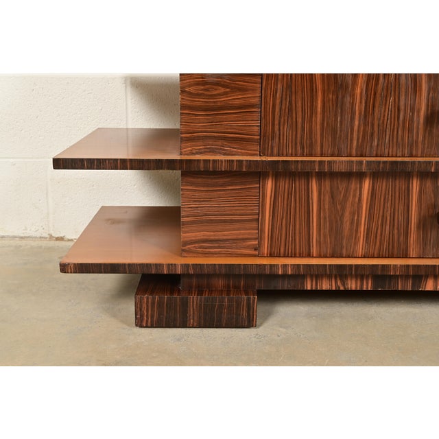 Donald Deskey Style Art Deco Macassar Ebony and Mahogany Armoire Dresser, Circa 1930s For Sale - Image 9 of 13