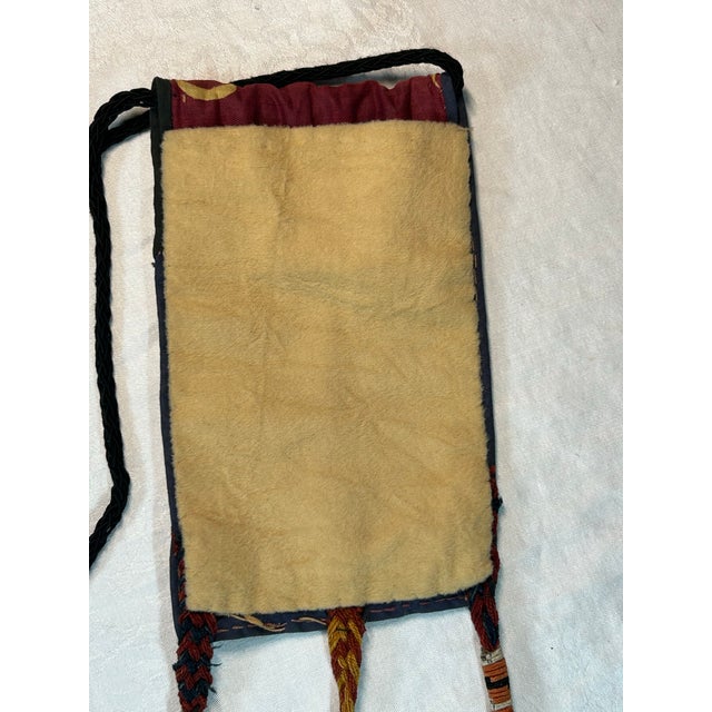 Textile Antique Yomut Turkmen Spindle Bag Igsalyk Long Tassels Multicolor Wool For Sale - Image 7 of 10