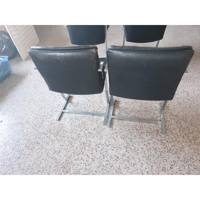 Chairs in Steel and Black Leather, 1970s, Set of 4 For Sale - Image 6 of 11
