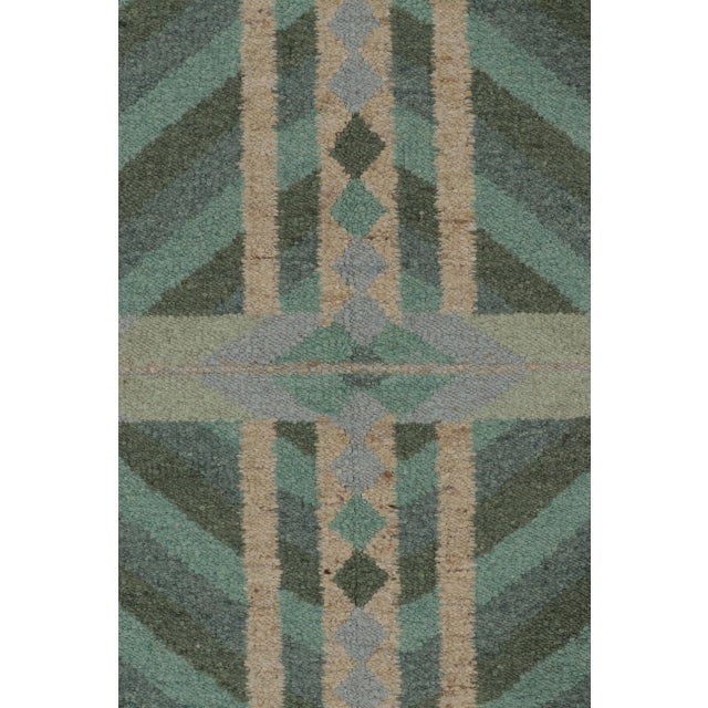 Textile Contemporary Scandinavian Style Geometric Green Wool Rug by Rug & Kilim, India For Sale - Image 7 of 10