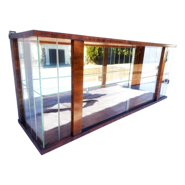 Mid-20th Century Wall-Mounted Display Cabinet with Sliding Glass and Mirror, 1970s For Sale