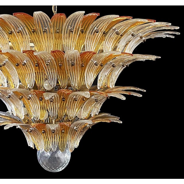 Palmette Ceiling Light with 163 Amber and Trasparent Glasses, 1980s For Sale - Image 6 of 18