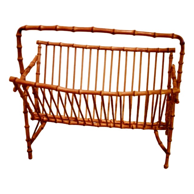 Japanese Bamboo Magazine Rack, 1950s For Sale