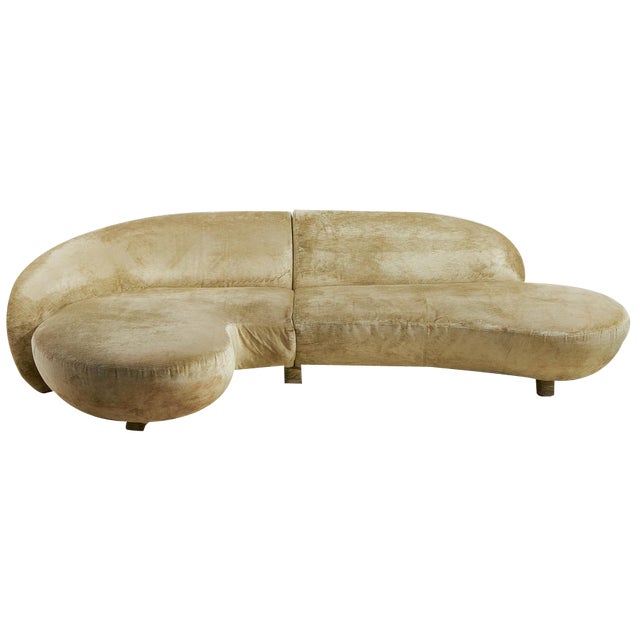 Velvet Corner Sofa by Roberto Lazzeroni for IPE Cavalli, 1990s For Sale