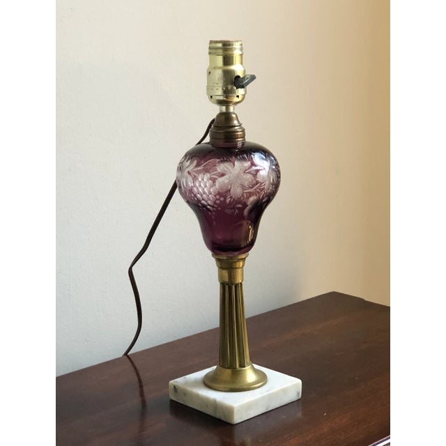 Victorian Antique Bohemian Cut-To-Clear Glass Table Lamp For Sale - Image 3 of 11