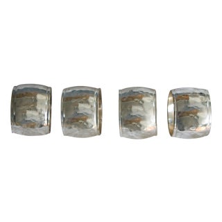 Hammered Silver Toned Napkin Holders - Set of 4 For Sale