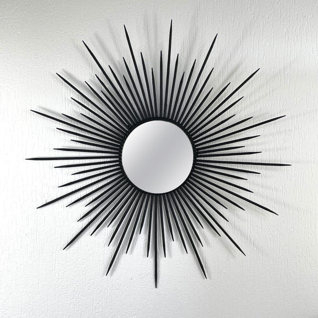 Brutalist Black Wrought Iron Sunburst Mirror, France, 1950s For Sale - Image 16 of 17