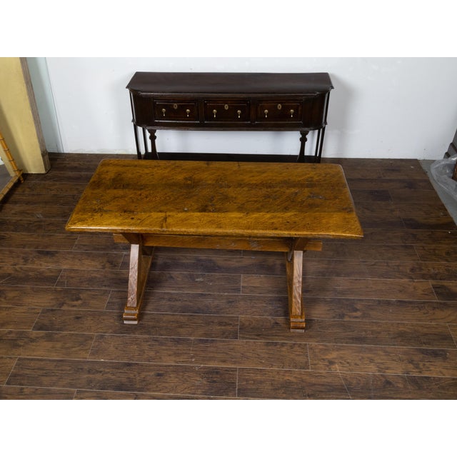 English 19th Century Oak Sawbuck Table with X-Form Base with Rustic Character For Sale - Image 11 of 12
