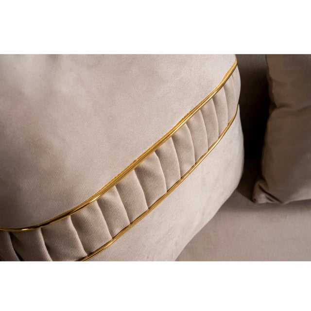 Elysium Neutral 3-Piece Sofa Set by Casa Milano - Curved Modern Luxury With Gold Details For Sale - Image 11 of 16