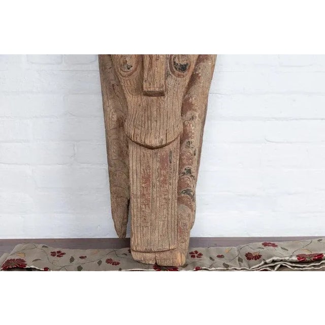 Brown Large Hand Carved Singa Singa Tribal Carving from the Batak People, Sumatra For Sale - Image 8 of 12