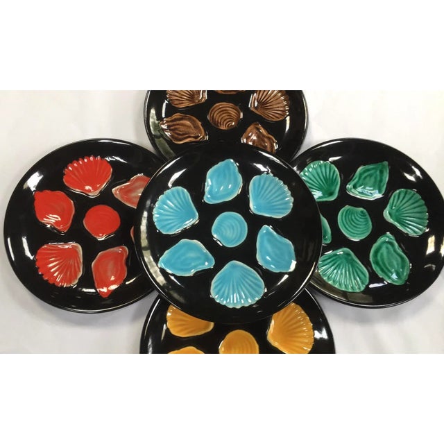 C.1950 French Majolica Oyster Plate For Sale - Image 4 of 6
