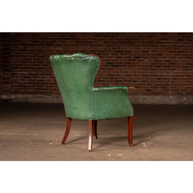 Vintage Green Vinyl Clamshell Armchair For Sale In Chicago - Image 6 of 13