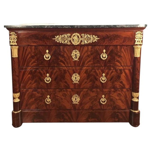 Empire French Mahogany Commode with Gilt-Bronze Mounts, 1810 For Sale - Image 16 of 16