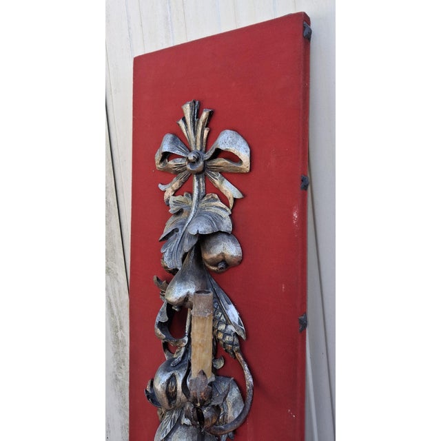 Large Three-Light Wall Sconce in Silvered Wood with Fruit and Vine Leaves, 1920s For Sale - Image 4 of 6