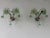 Italian C 1920 Rare Pair Green Murano Flowers Ribbon Crystal Sconces One of Kind For Sale - Image 3 of 12