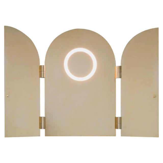 Brass Triptychs Enlighted Mirror, Jesse Visser For Sale