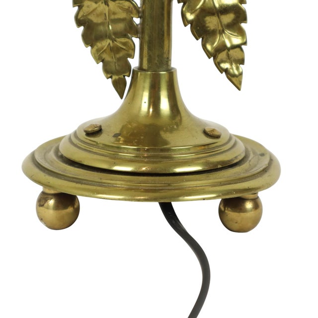 Art Nouveau Style Floral Table Lamp in Brass, 1950s For Sale - Image 14 of 16