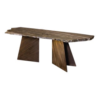 Vermont One of a Kind Dining Table in Marble and Brass by Alex Turco For Sale