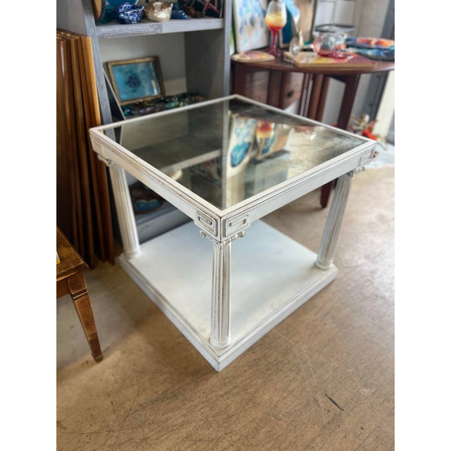 Hollywood Regency Vintage Hollywood Regency Fluted Column Side Table With Smoky Mirror Top For Sale - Image 3 of 5