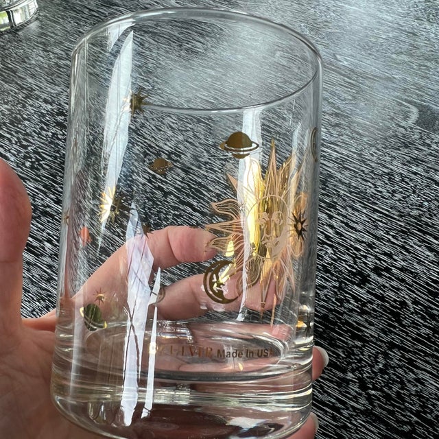 Vintage Culver Gold Celestial Glasses - Set of 8 For Sale - Image 11 of 12