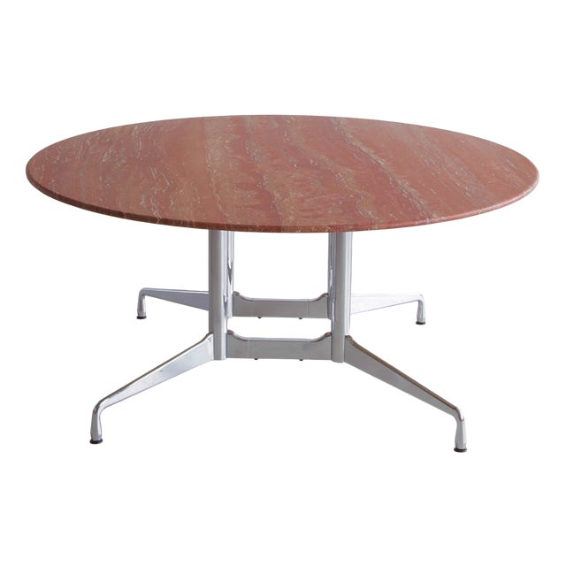 Large Dining Table with Travertine Stone Top by Charles & Ray Eames for Vitra, 2008 For Sale