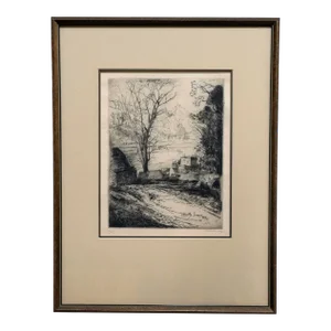 1912 Inwood New York Engraving by Henri Deville, Framed