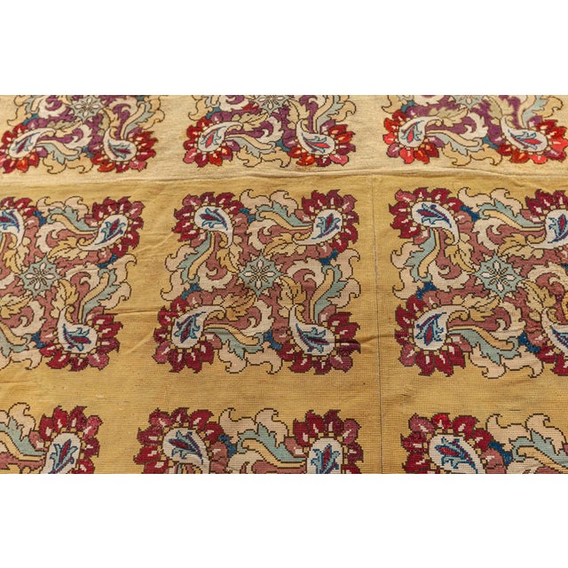 Textile Antique English Needlepoint Rug For Sale - Image 7 of 7