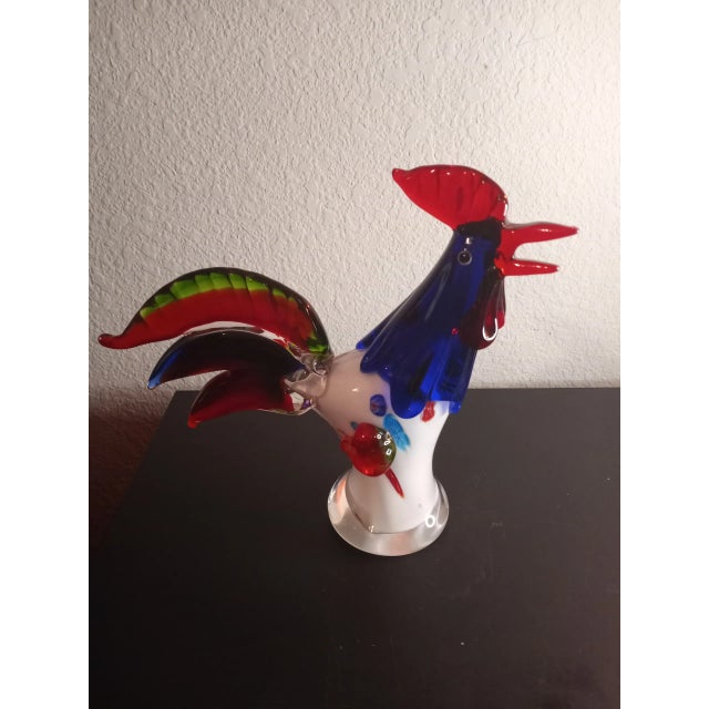This is a Multicolor Art Glass Rooster Figurine. Procured at an auction