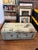 1940s Antique Painted Wood Trunk With American Eagle Decals, Chippy Sage Green For Sale - Image 5 of 6