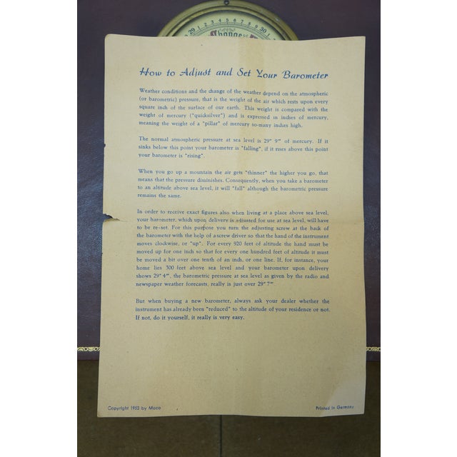 1952 Moco West German Leather Desktop Barometer Document Box 13" For Sale - Image 15 of 15