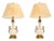 Vintage French Ceramic and Gilt Metal Table Lamps, 1950s, Set of 2 For Sale