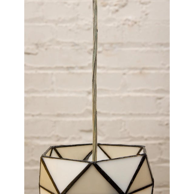 Vintage Geometric Stained Glass Hanging Pendant Lights - a Pair For Sale - Image 4 of 5