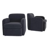 1980s Swivel Chairs by Preview in 100% Alpaca, a Pair For Sale