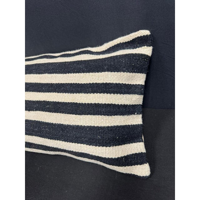 Turkish Hemp Pillow Cushion Natural Beige Black Cushion Cover 14"x40" For Sale - Image 4 of 4