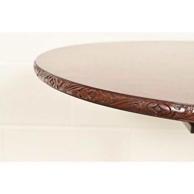 Smith & Watson Georgian Mahogany and Burl Wood Pedestal Tea Table For Sale In South Bend - Image 6 of 14