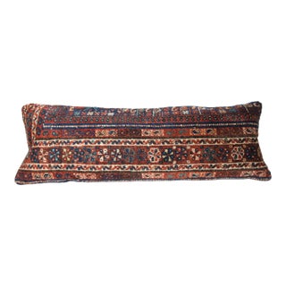 Antique Handwoven Shiraz Rug Pillow Cushion -16'' X 47'' For Sale
