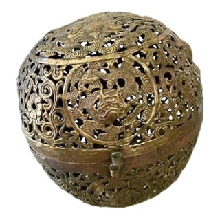 Asian Brass Ball Incense Holder For Sale