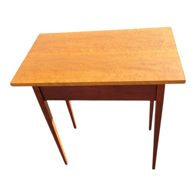 Vintage 1970s Birdseye Maple Shaker Style Hall Table W/ Drawer – Solid Wood For Sale - Image 9 of 18