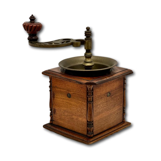 Beautifully & Completely Hand Made Antique Mahogany & Brass Coffee Grinder - Circa Early 19th Century For Sale - Image 11 of 18