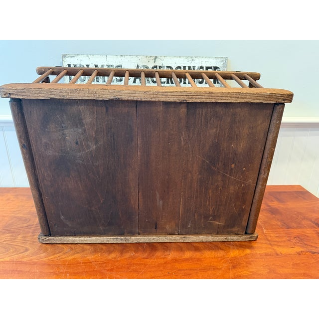Large Antique Oak Slat Market Basket | Primitive General Store Produce Display Crate | Mission Style Farmhouse Storage For Sale - Image 14 of 17