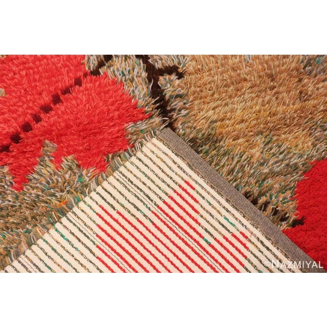 Textile Nazmiyal Collection Vintage Foliage Scandinavian Rya Rug For Sale - Image 7 of 7