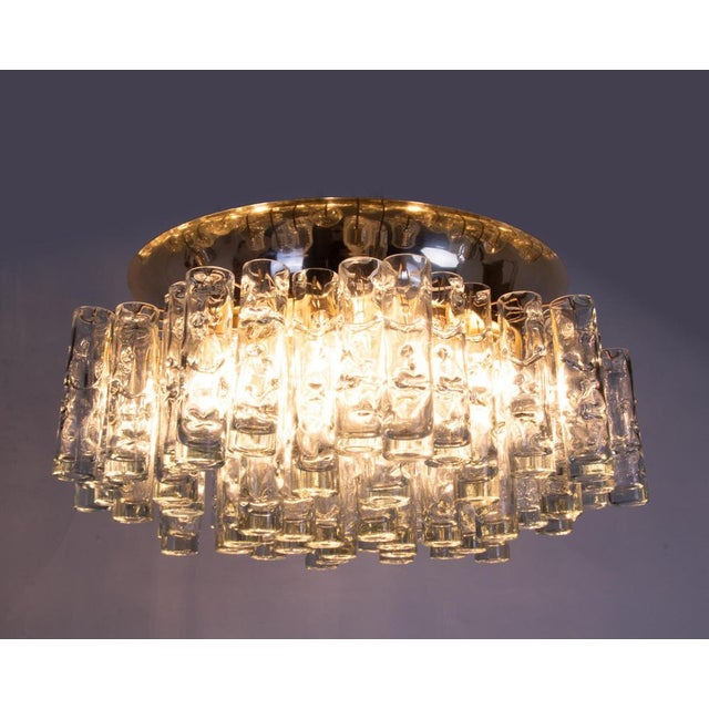 1960s Large Murano Glass and Brass Lava Flush Mount Chandelier from Doria Leuchten, Germany, 1960s For Sale - Image 5 of 15