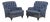Pair Lillian August Blue Upholstered Club Chairs For Sale