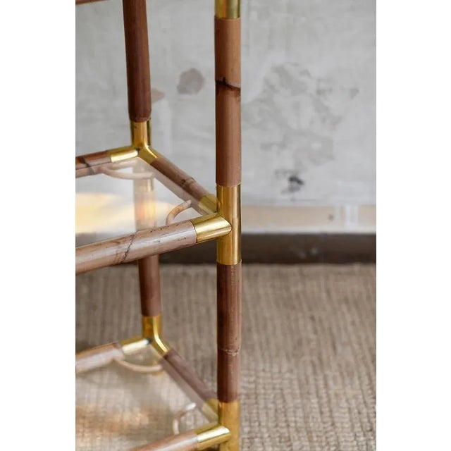 Dark-Finished Bamboo Bookcases, Set of 2 For Sale - Image 5 of 7