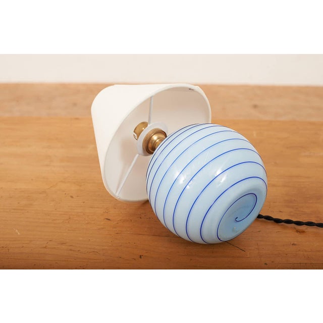 Table Lamp with Light Blue Glass Base For Sale - Image 3 of 8