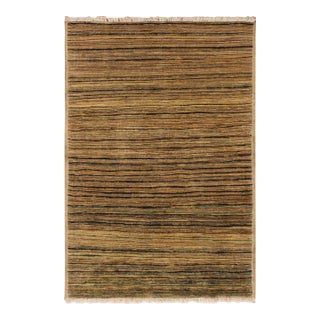 Modern Gabbeh Beige/Green Wool Rug - 2'9'' X 4'10'' For Sale
