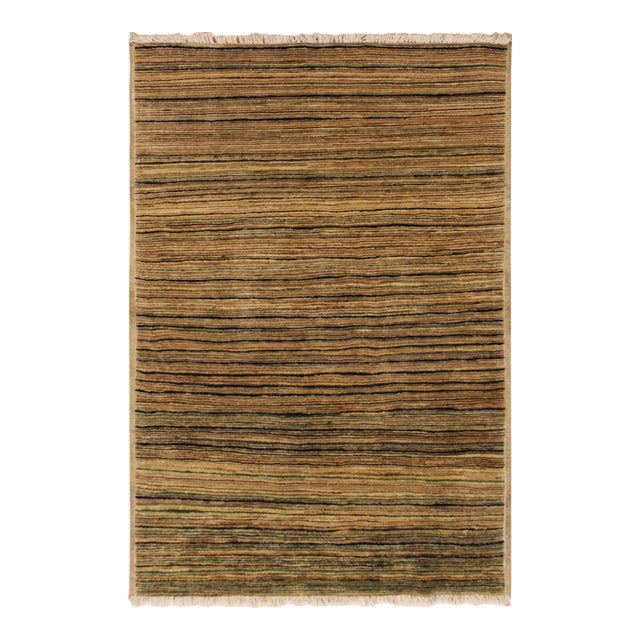Modern Gabbeh Beige/Green Wool Rug - 2'9'' X 4'10'' For Sale