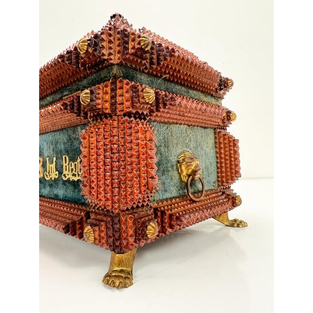 Antique Tramp Art Carved Wood Jewelry Box, Germany, 1895 For Sale - Image 15 of 18