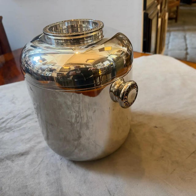 1970s 1970s Mid-Century Modern Silver Plate and Brass Luxury Wine Cooler by Cesa 1882 For Sale - Image 5 of 14