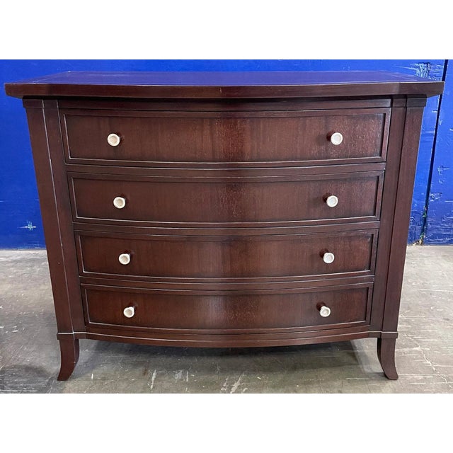 Dark Mahogany Finish on Walnut with Brass Hardware & Inlay. From the Madeline Stuart Collection.